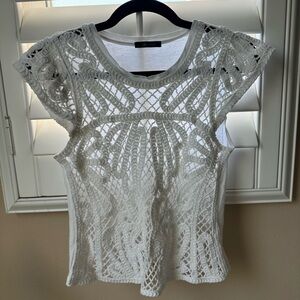 Ella Moss White Crochet Blouse